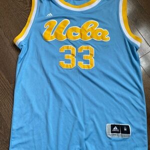 adidas Sky Blue and Yellow UCLA #33 Abdul Jabbar Basketball Jersey medium